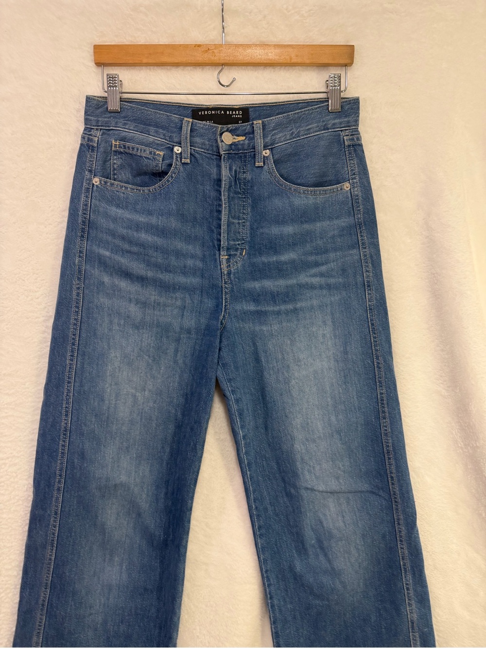 Veronica Beard Kasey Wide Leg Jeans Mid Rise Blue Size 27 Wide Leg Luxury Denim - Picture 3 of 15